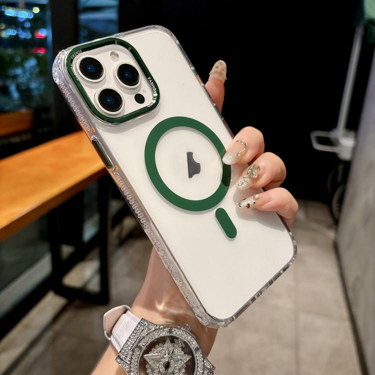 

For iPhone 12 Pro Max Color Diamond PC Hybrid TPU MagSafe Magnetic Phone Case(Green)