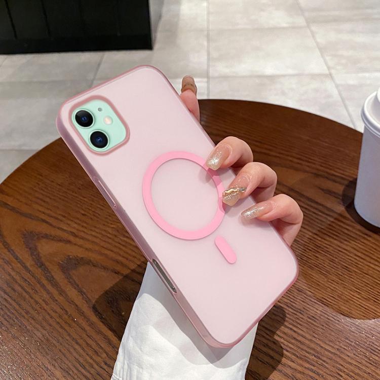 

For iPhone 11 Ice Fog MagSafe PC Phone Case(Transparent Pink)