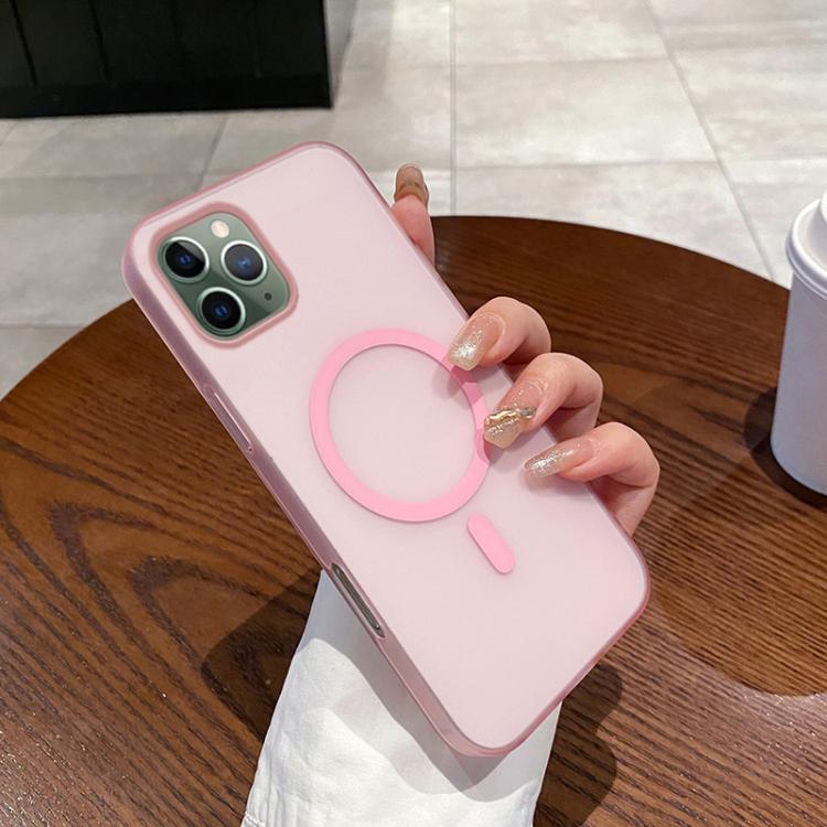 

For iPhone 11 Pro Ice Fog MagSafe PC Phone Case(Transparent Pink)
