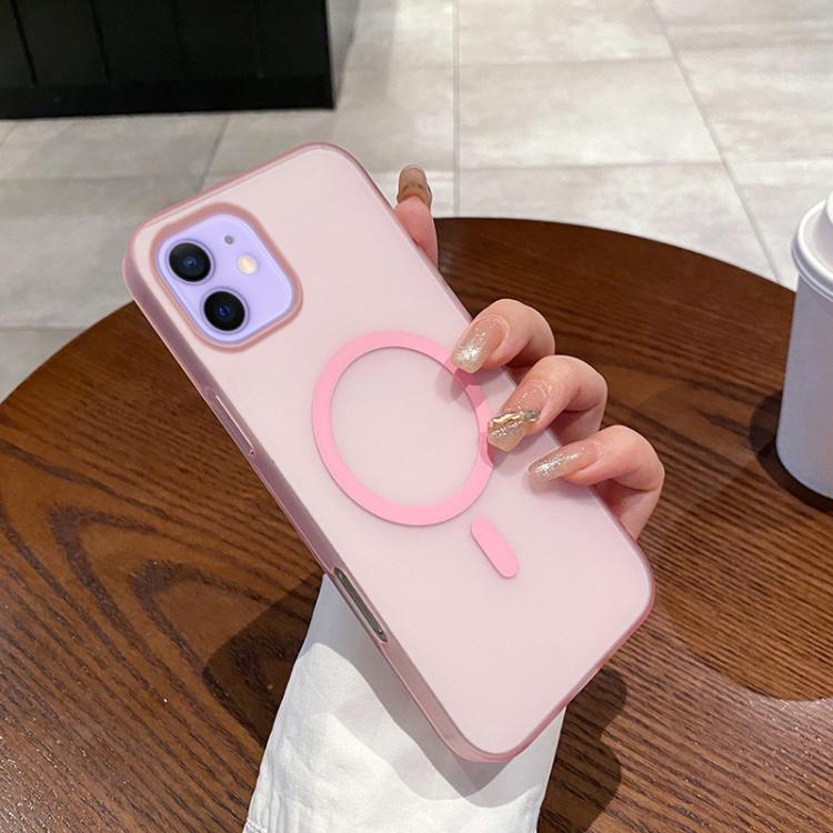 

For iPhone 12 / 12 Pro Ice Fog MagSafe PC Phone Case(Transparent Pink)