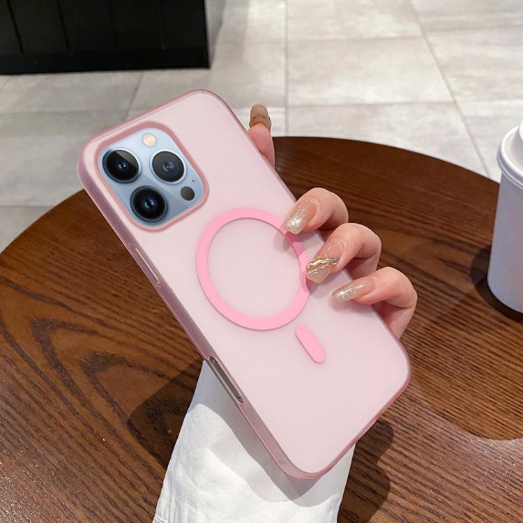 

For iPhone 13 Pro Ice Fog MagSafe PC Phone Case(Transparent Pink)