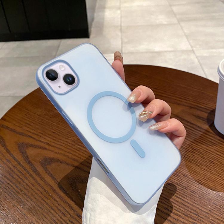 

For iPhone 14 Plus Ice Fog MagSafe PC Phone Case(Transparent Blue)