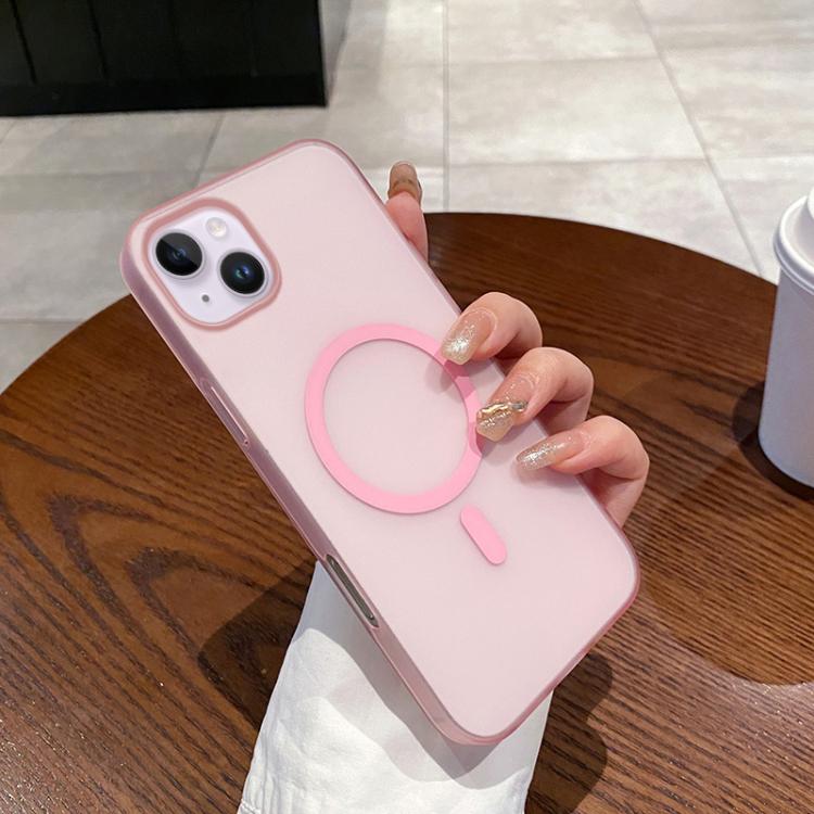 

For iPhone 14 Plus Ice Fog MagSafe PC Phone Case(Transparent Pink)