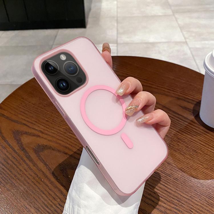 

For iPhone 14 Pro Ice Fog MagSafe PC Phone Case(Transparent Pink)