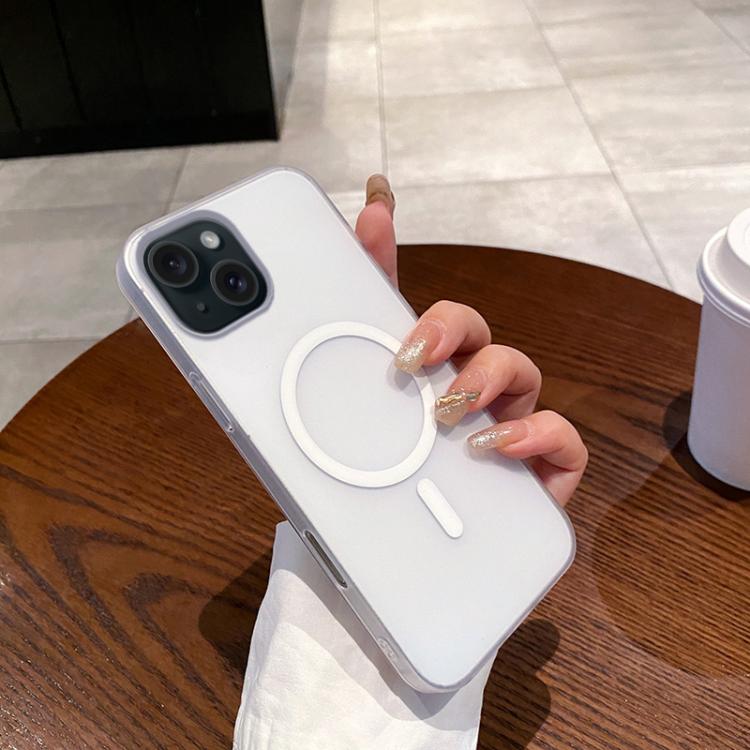 

For iPhone 15 Plus Ice Fog MagSafe PC Phone Case(White)