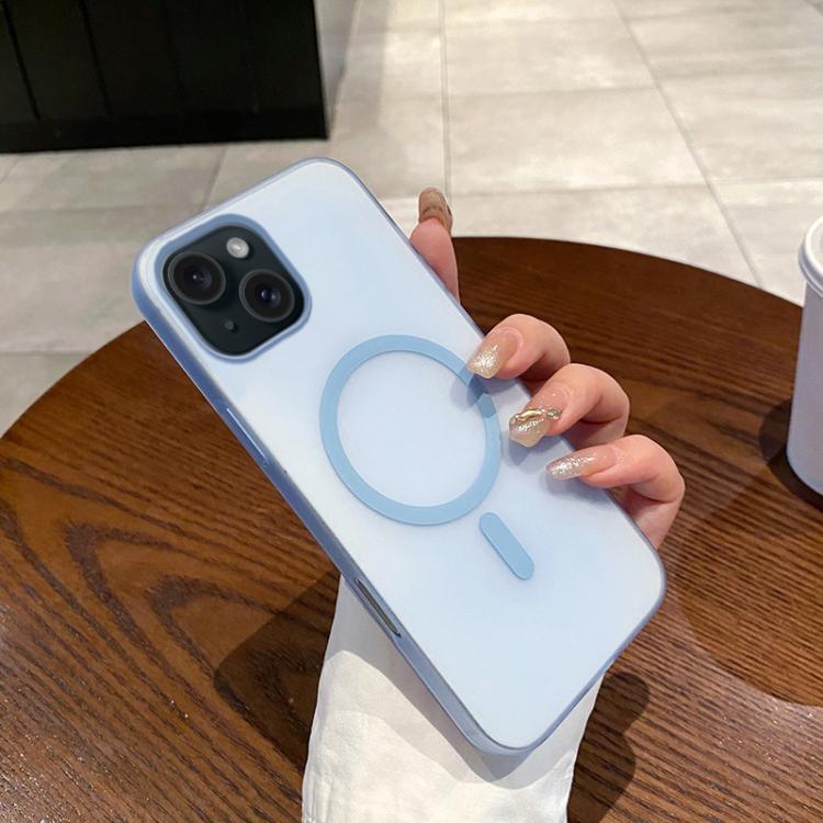 

For iPhone 15 Plus Ice Fog MagSafe PC Phone Case(Transparent Blue)