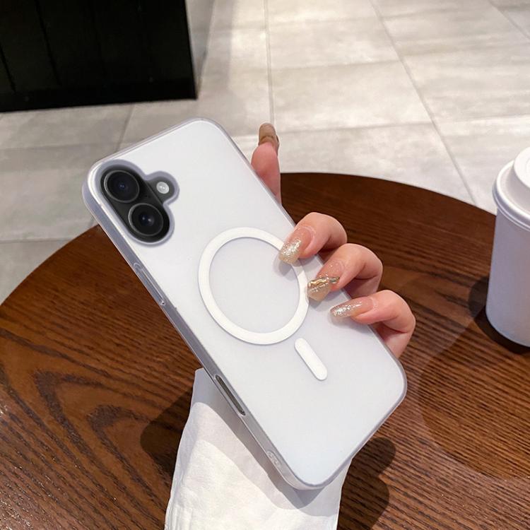 

For iPhone 16 Plus Ice Fog MagSafe PC Phone Case(White)