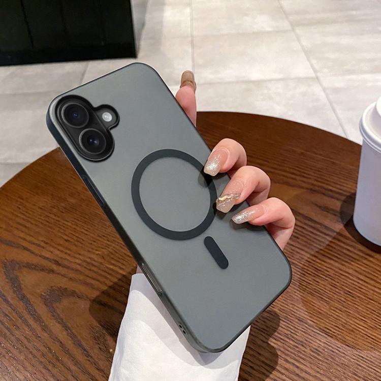 

For iPhone 16 Plus Ice Fog MagSafe PC Phone Case(Transparent Black)