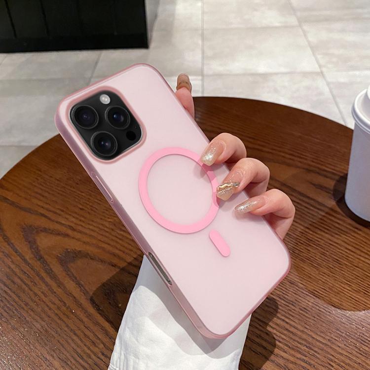 

For iPhone 16 Pro Ice Fog MagSafe PC Phone Case(Transparent Pink)
