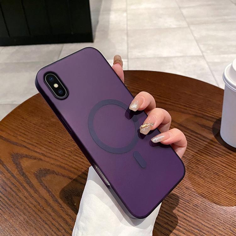 

For iPhone XS Max Ice Fog MagSafe PC Phone Case(Transparent Purple)
