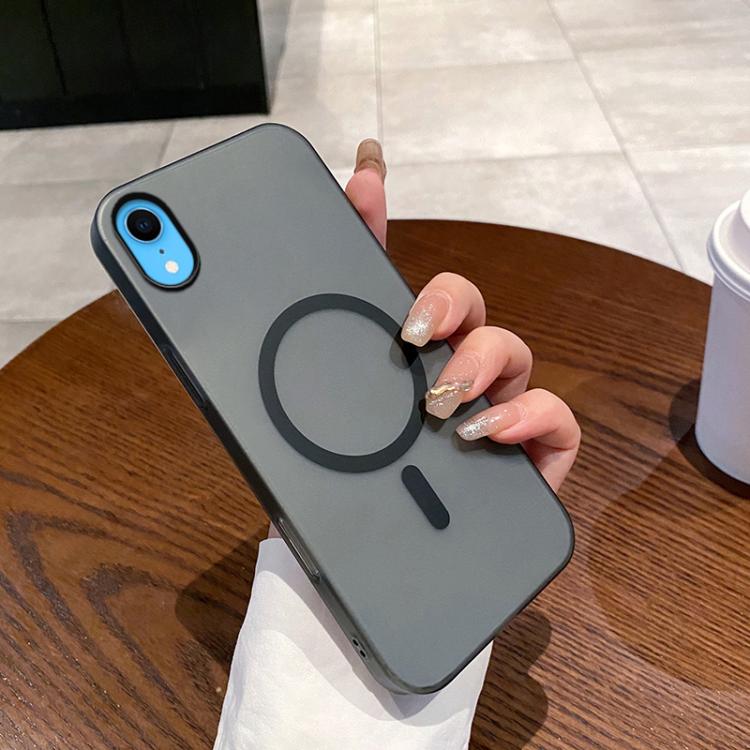 For iPhone XR Ice Fog MagSafe PC Phone Case(Transparent Black)