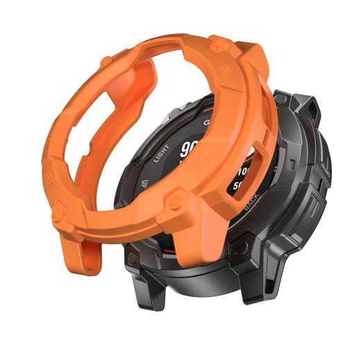 

For Garmin Instinct 3 Solar 50mm Half Coverage Hollow TPU Armor Watch Protective Case(Orange)