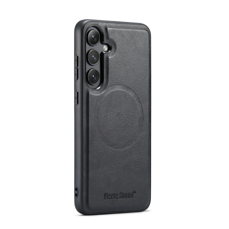

For Samsung Galaxy S25+ 5G Fierre Shann FS-027 Cowhide Texture MagSafe Magnetic Phone Case(Black)