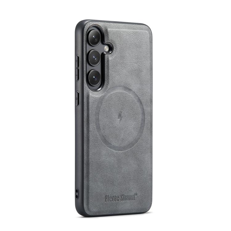 

For Samsung Galaxy S25+ 5G Fierre Shann FS-027 Cowhide Texture MagSafe Magnetic Phone Case(Grey)