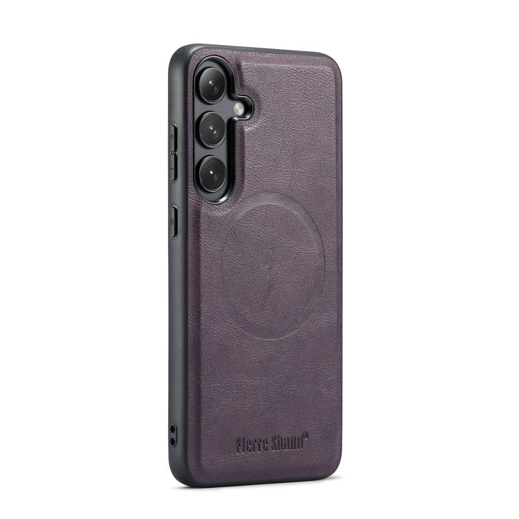 

For Samsung Galaxy S24 FE 5G Fierre Shann FS-027 Cowhide Texture MagSafe Magnetic Phone Case(Purple)