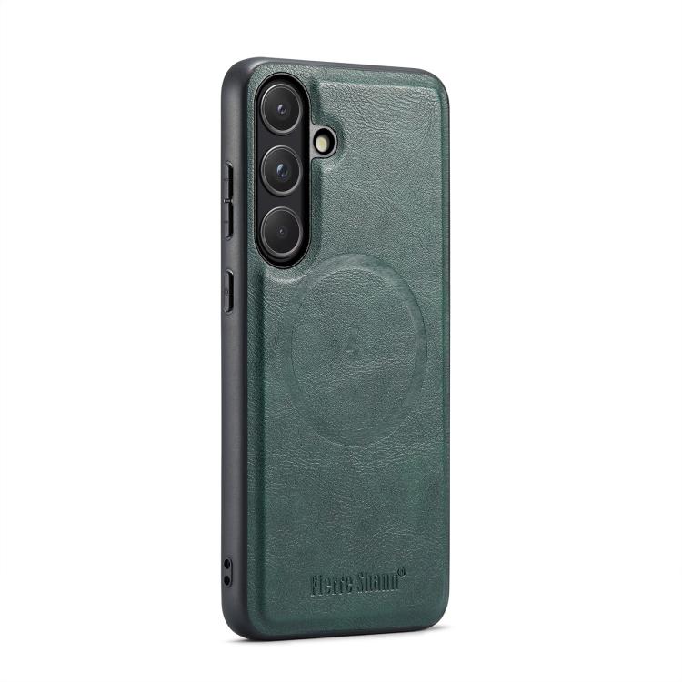 For Galaxy S26+ 5G Fierre Shann FS-027 Cowhide Texture MagSafe Magnetic Phone Case(Green)