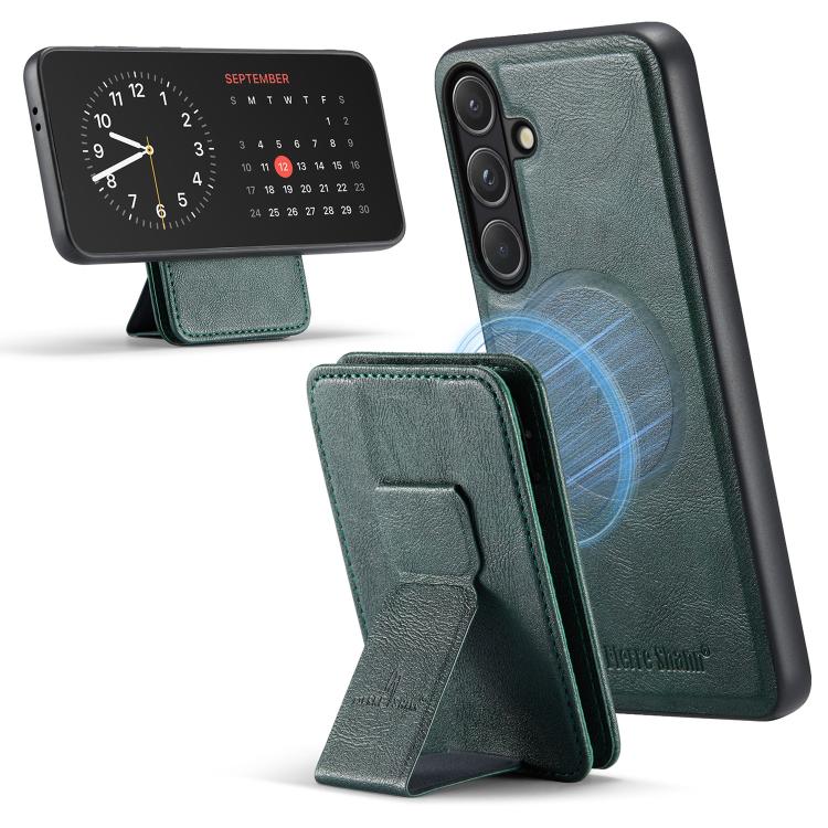 

For Samsung Galaxy S26 5G Fierre Shann FS028 MagSafe RFID Card Holder Back Phone Case(Green)