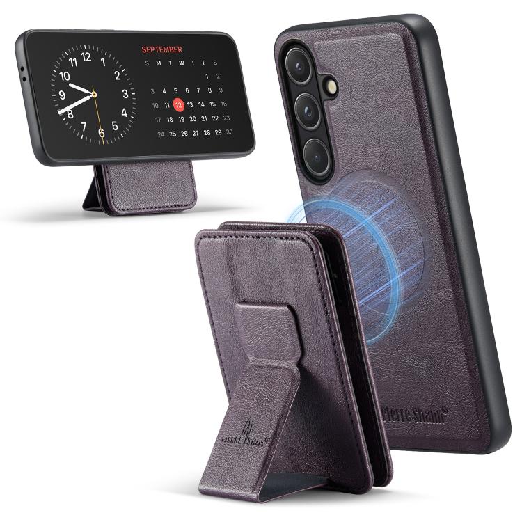 

For Samsung Galaxy S26 5G Fierre Shann FS028 MagSafe RFID Card Holder Back Phone Case(Purple)