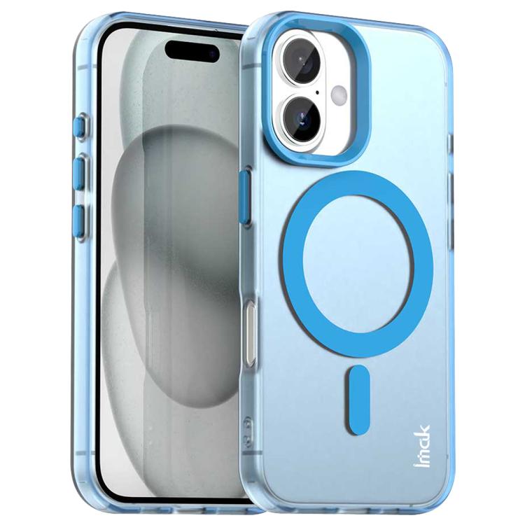 

For iPhone 16 IMAK Candy Series Shockproof MagSafe Phone Case(Blue)