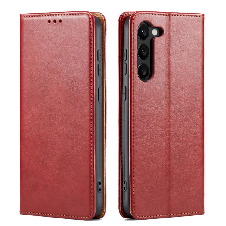 

For Samsung Galaxy S25 5G Fierre Shann PU Genuine Leather Texture Phone Case(Red)