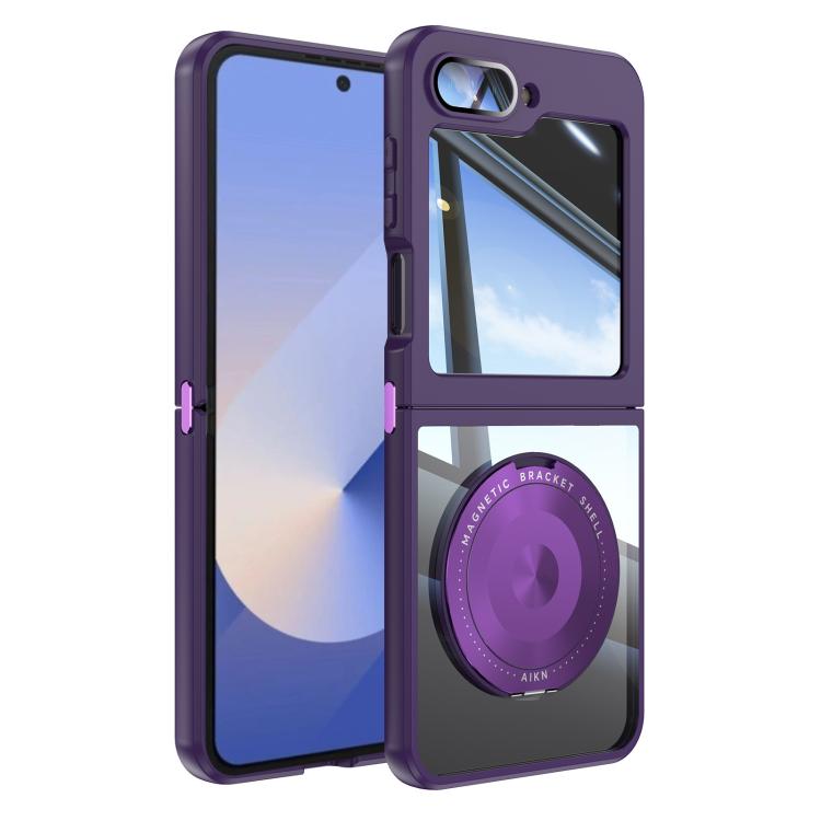 

For Samsung Galaxy Z Flip6 / Flip5 360 Holder MagSafe Acrylic Hybrid TPU Phone Case(Purple)