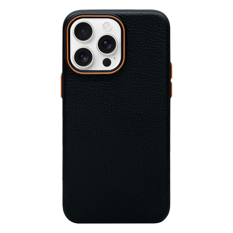 

For iPhone 15 Pro Litchi Texture TPU Phone Case(Black Orange)