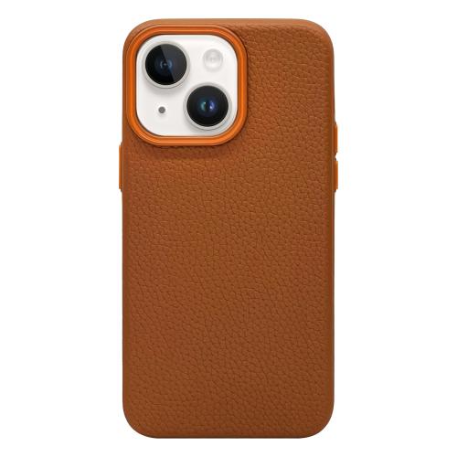 

For iPhone 15 Plus / 14 Plus Litchi Texture TPU Phone Case(Gold Brown)