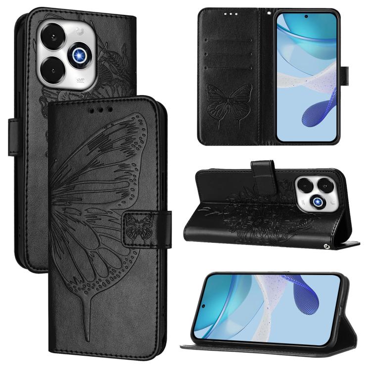 

For Umidigi G100X 4G / 5G Embossed Butterfly Leather Phone Case(Black)