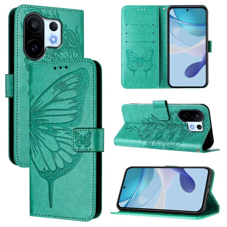 

For vivo S30 Pro mini Embossed Butterfly Leather Phone Case(Green)