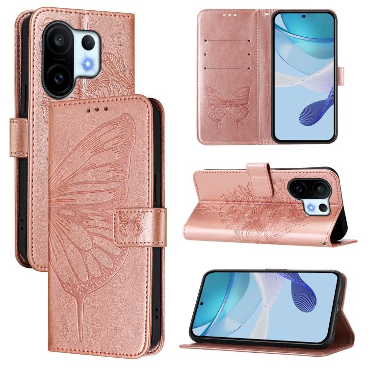 

For vivo S30 Pro mini Embossed Butterfly Leather Phone Case(Rose Gold)