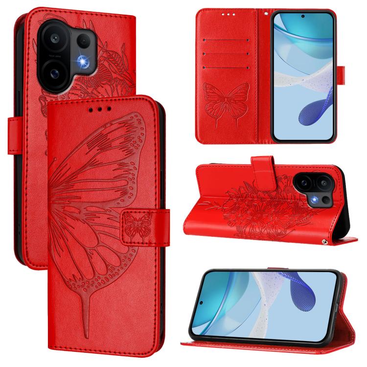 

For vivo S30 Embossed Butterfly Leather Phone Case(Red)