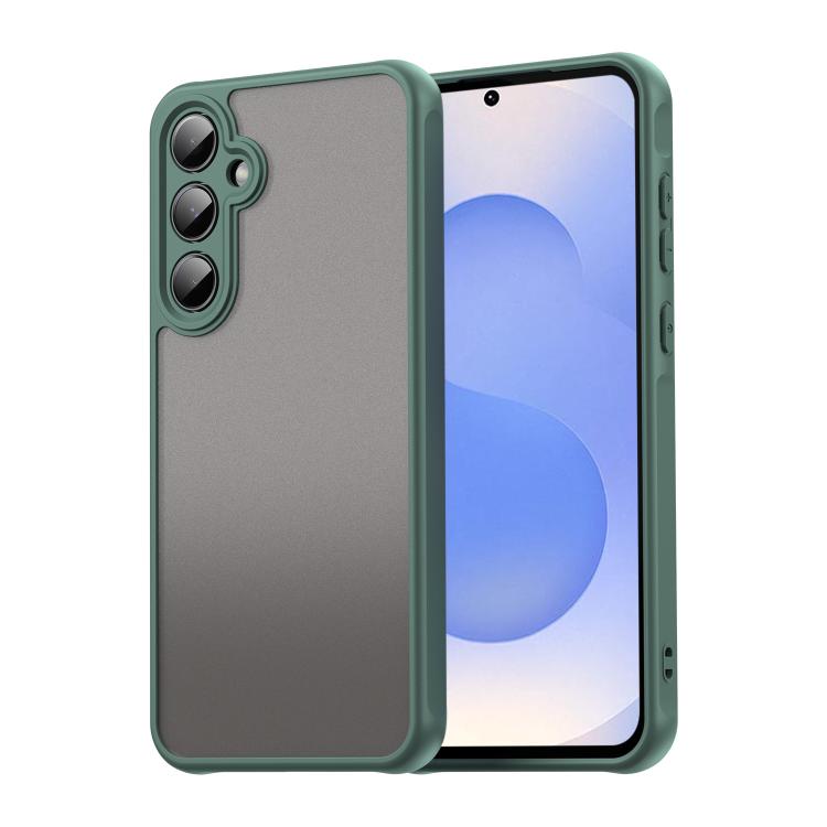 

For Samsung Galaxy S25 5G Fan Dun Series TPU Hybrid PC Frosted Phone Case(Green)