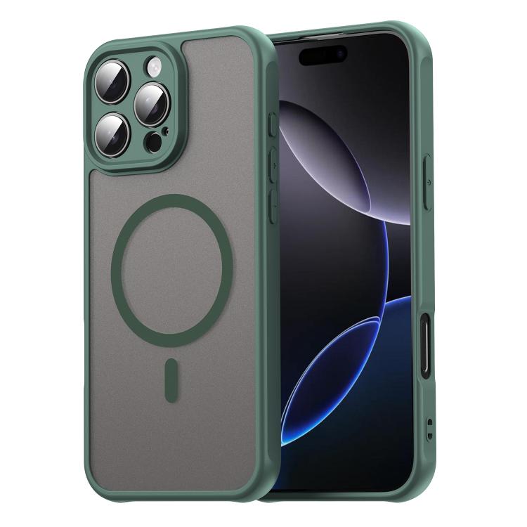 

For iPhone 16 Pro Max Fan Dun Series TPU Hybrid PC Frosted Magsafe Phone Case(Green)