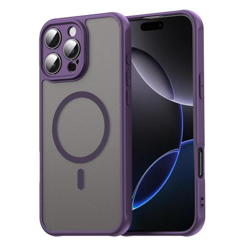 

For iPhone 16 Pro Fan Dun Series TPU Hybrid PC Frosted Magsafe Phone Case(Purple)