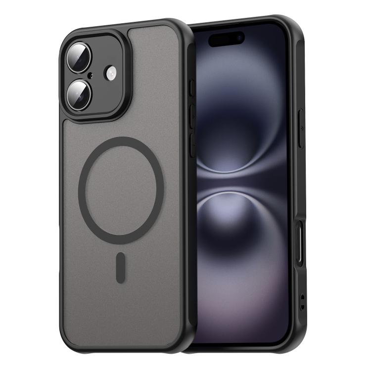

For iPhone 16 Plus Fan Dun Series TPU Hybrid PC Frosted Magsafe Phone Case(Black)