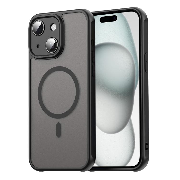 

For iPhone 15 Plus Fan Dun Series TPU Hybrid PC Frosted Magsafe Phone Case(Black)