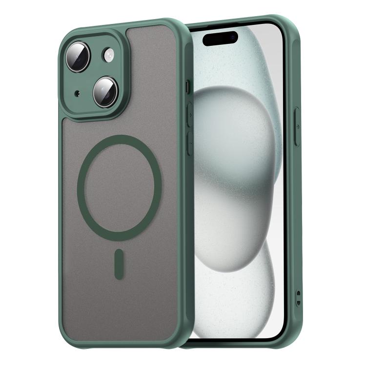 

For iPhone 15 Plus Fan Dun Series TPU Hybrid PC Frosted Magsafe Phone Case(Green)