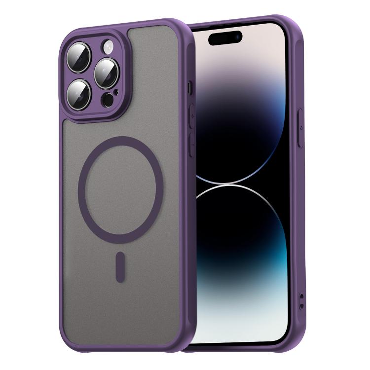 

For iPhone 14 Pro Max Fan Dun Series TPU Hybrid PC Frosted Magsafe Phone Case(Purple)