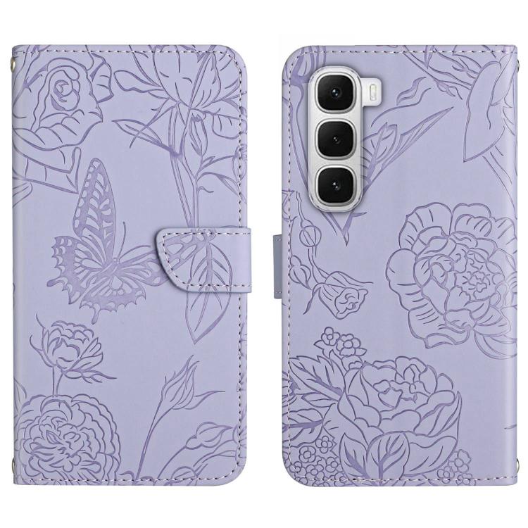

For Infinix Hot 60 Pro+ 4G Skin Feel Butterfly Embossed Flip Leather Phone Case(Purple)