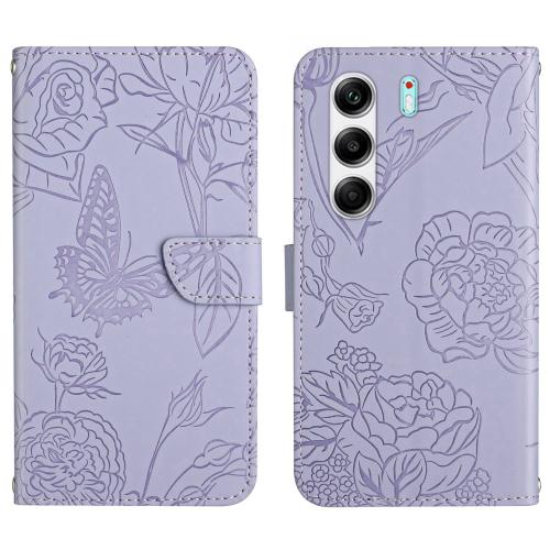 

For Tecno Camon 40 Pro 4G Skin Feel Butterfly Embossed Flip Leather Phone Case(Purple)
