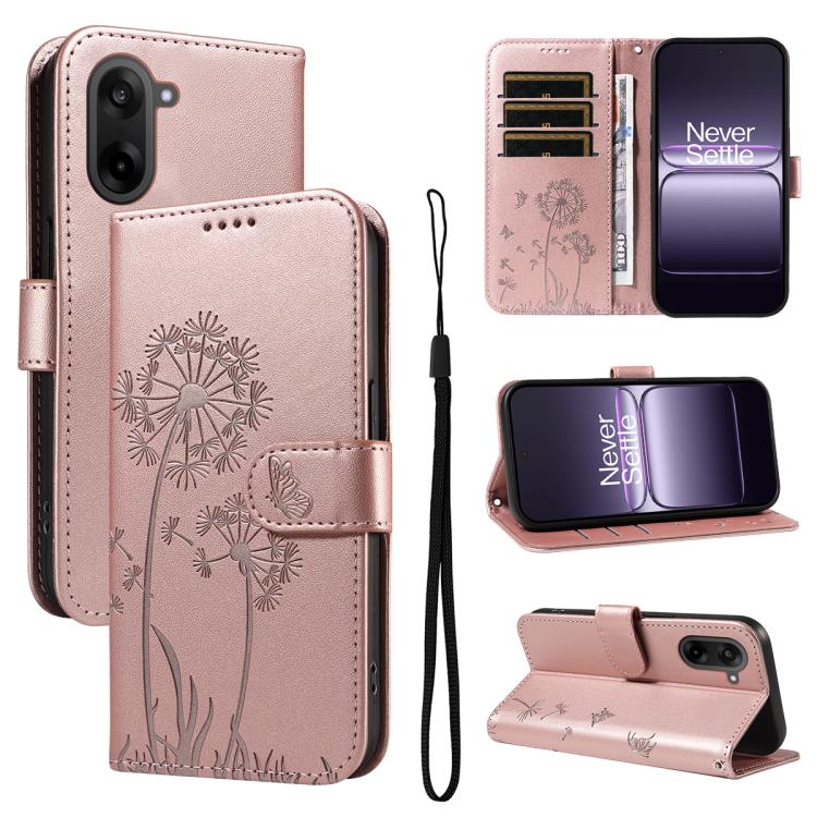For OnePlus Nord CE5 Dandelion Embossed Pattern Flip Leather Phone Case(Rose Gold)