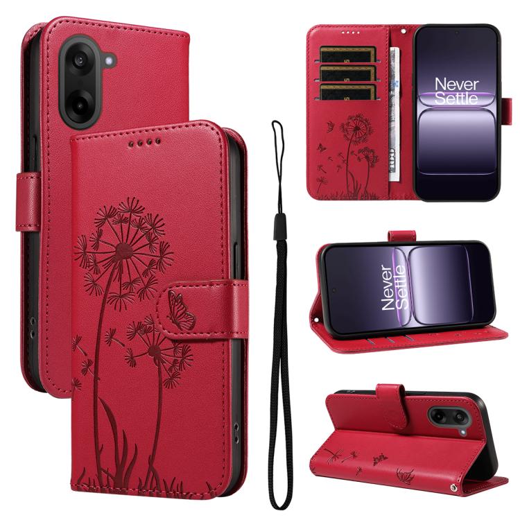 

For OnePlus Nord CE5 Dandelion Embossed Pattern Flip Leather Phone Case(Red)