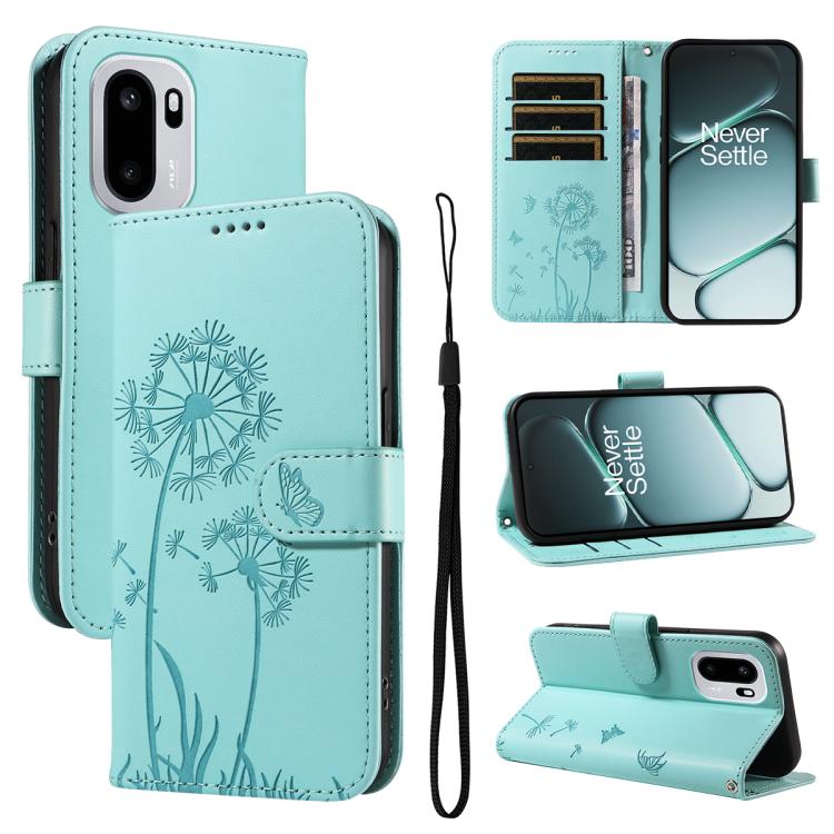 

For OnePlus Ace 6 Dandelion Embossed Pattern Flip Leather Phone Case(Green)