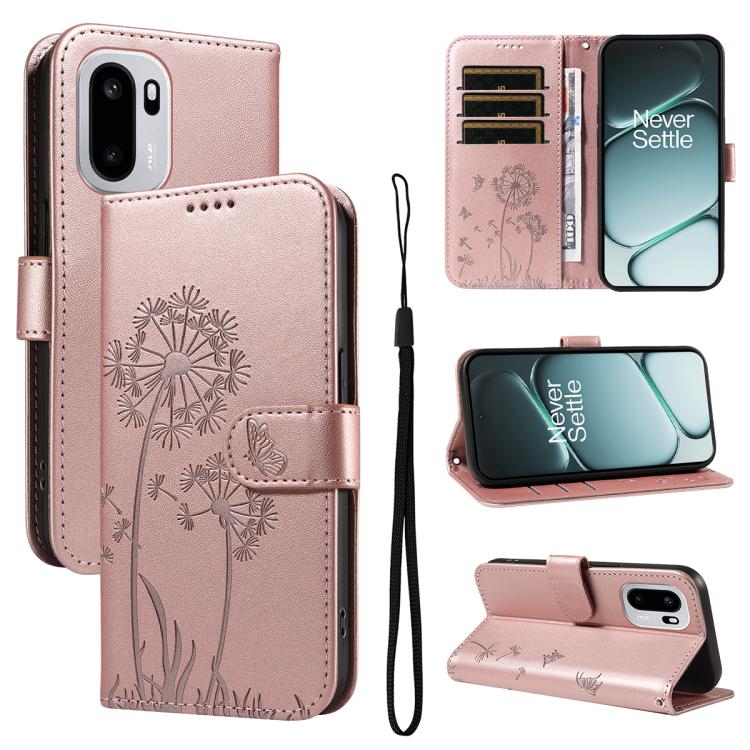 For OnePlus Ace 6 Dandelion Embossed Pattern Flip Leather Phone Case(Rose Gold)