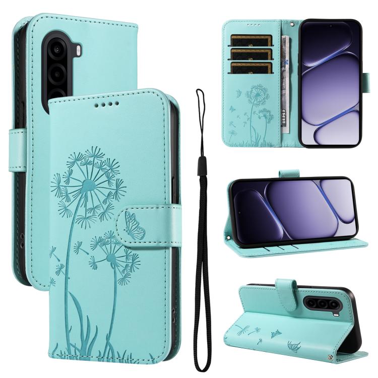 For OnePlus Nord CE6 Lite/Turbo 6X Dandelion Embossed Pattern Flip Leather Phone Case(Green)