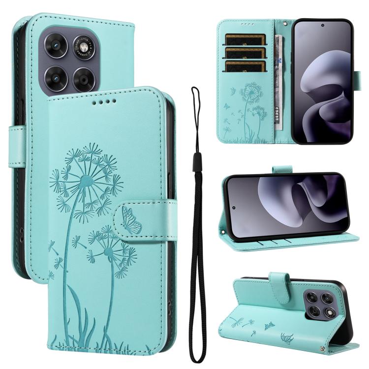 

For Motorola Moto G67 5G Global Dandelion Embossed Pattern Flip Leather Phone Case(Green)