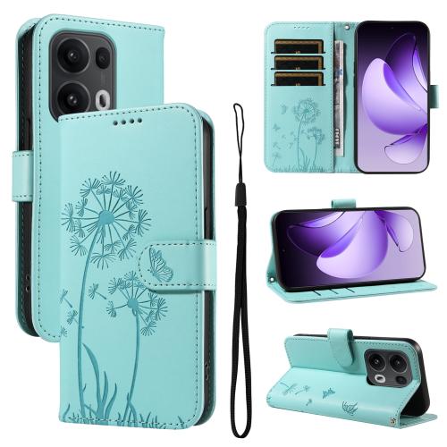 

For OPPO Reno13 Pro Global Dandelion Embossed Pattern Flip Leather Phone Case(Green)