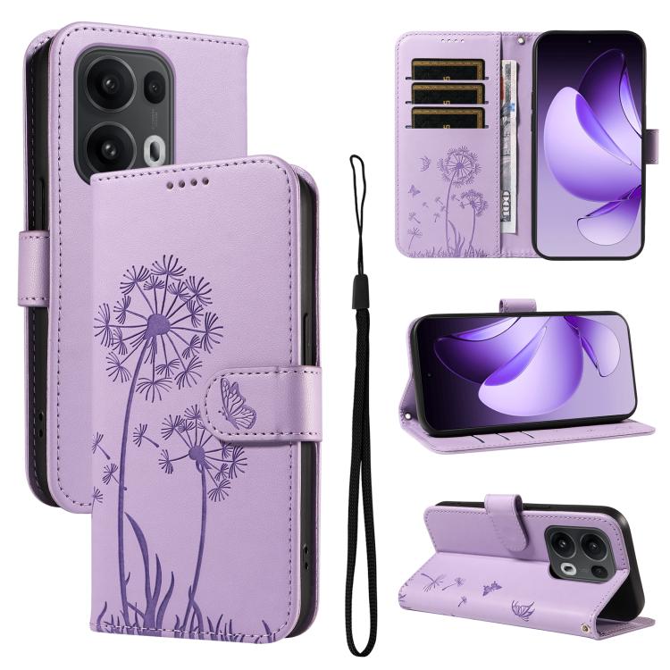 

For OPPO Reno13 Pro Global Dandelion Embossed Pattern Flip Leather Phone Case(Purple)