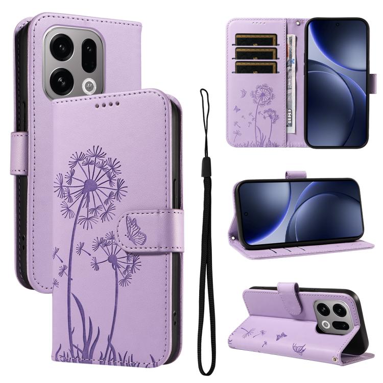 

For OPPO Find X9 Dandelion Embossed Pattern Flip Leather Phone Case(Purple)