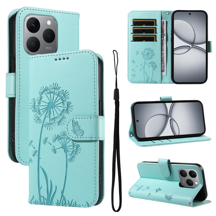 

For Realme 15T 5G Dandelion Embossed Pattern Flip Leather Phone Case(Green)